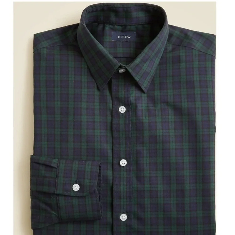 J.Crew Mens Slim Fit‎ Black Watch Plaid Button Down Shirt  Large NWOT $98